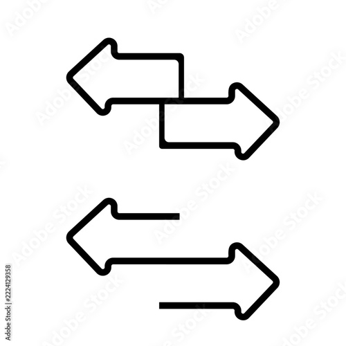 Two-Way Directional Arrows Exchange and Transfer Line Art Icon