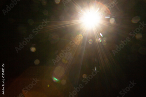 lens flare on the black background