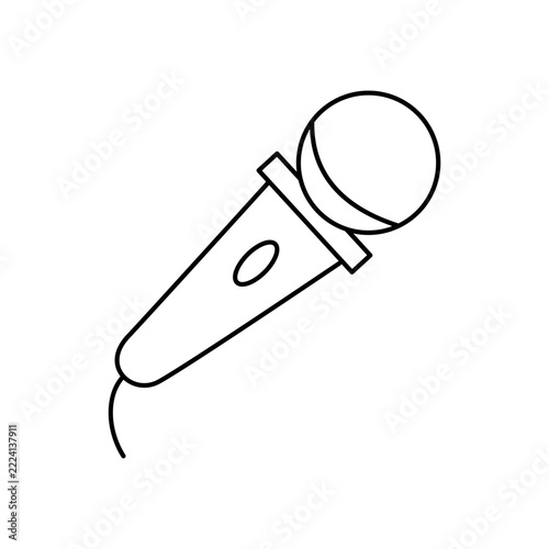 Minimalist line art microphone icon for vlogger podcasting and audio