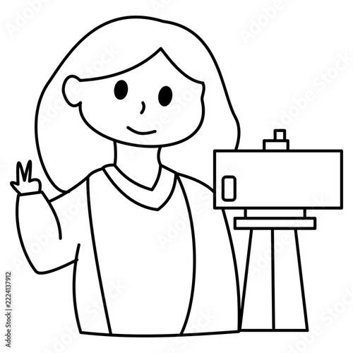 Young female vlogger recording video content with smartphone on
