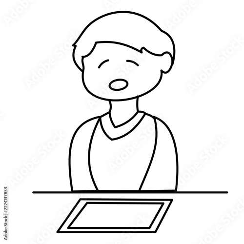 Young male vlogger talking to camera for online video content