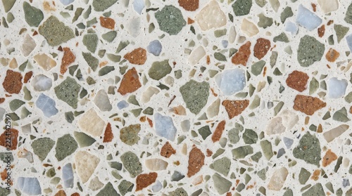 Elegant terrazzo surface with mixed stone chips for modern interior