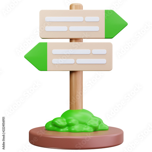Forest Direction Wooden Signpost 3D Illustrations