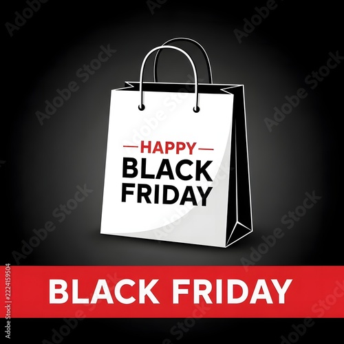 Happy black friday shopping bag illustration