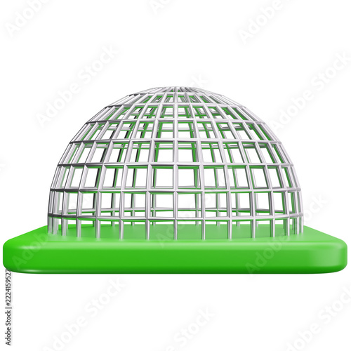 Dome Bird Aviary Cage 3D Illustrations