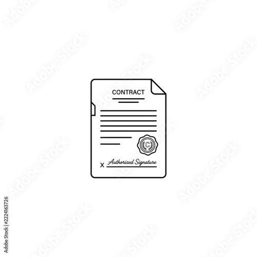 Contract document with authorized signature and seal
