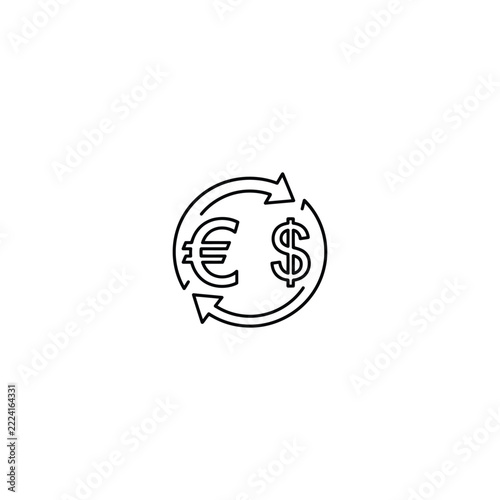 Euro to dollar currency exchange cycle icon