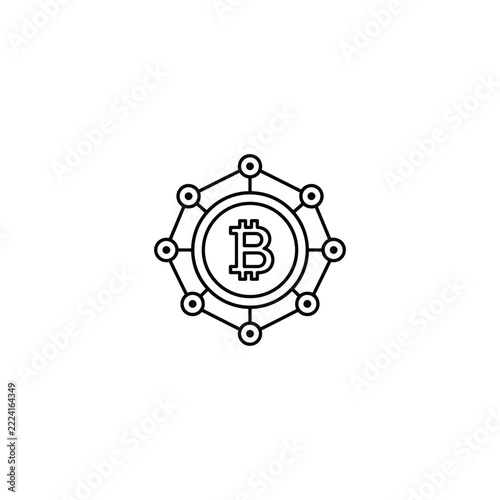 Bitcoin blockchain network icon with nodes