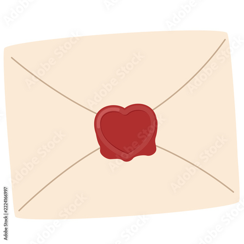 Cream Colored Vintage Envelope Closed with Wax Seal Clipart