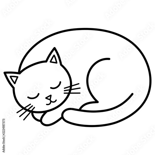 Sleeping Cat Vector Illustration 