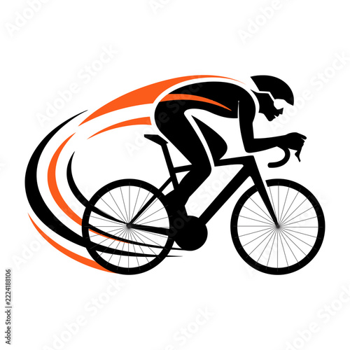 silhouette of a cyclist, A flat vector illustration of a cyclist silhouette in full racing tuck position on a road bike