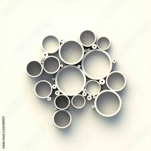 Minimalist 3D White Geometric Rings Background