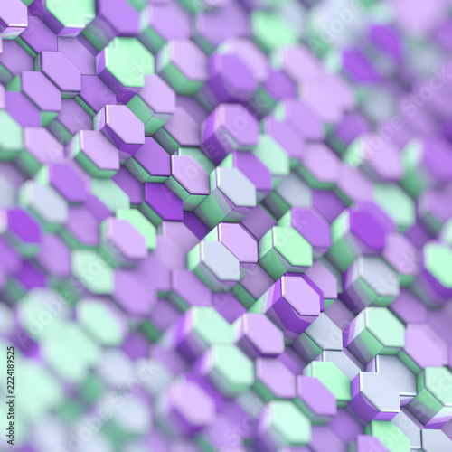 Elegant Mint and Lavender 3D Hexagon Background