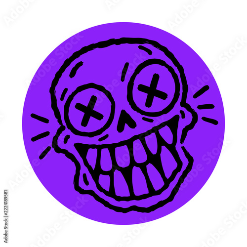 Purple Skull Retro Cartoon Vector Illustration