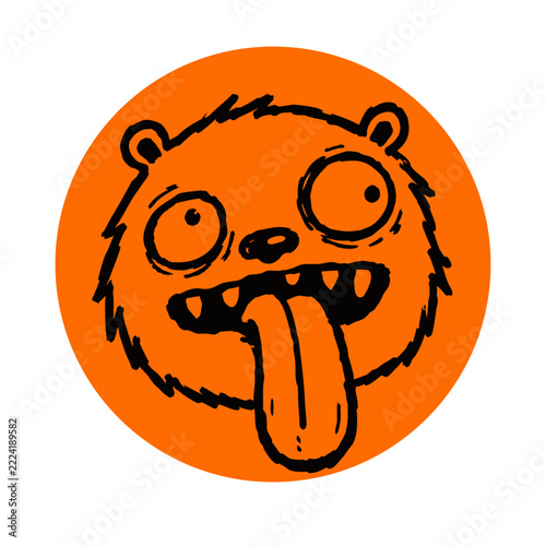 Orange Retro Cartoon Monster Sticker