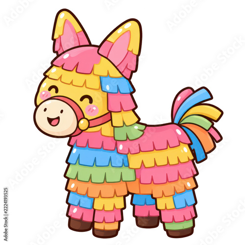 Colorful Piñata Donkey Illustration for Birthday Party Celebration and Festive Kids Events