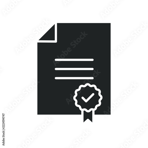 Verified Document icon. Solid glyph series icon