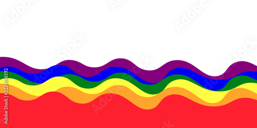 Rainbow wave banner background with pride flag colors for LGBT equality concept isolated on white background.