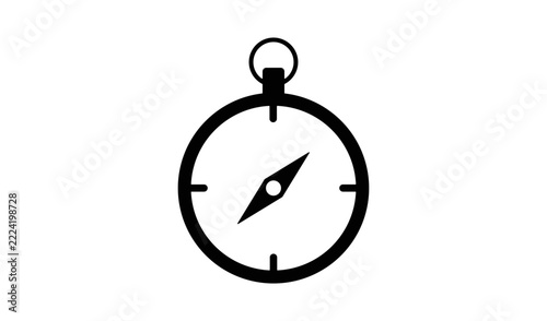 Black compass vector icon isolated on white background, navigation and direction symbol