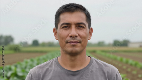 Portrait of a man standing in an agricultural field