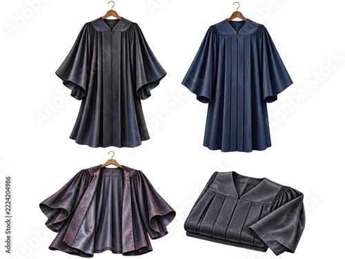 Graduation Gowns and Choir Robes on Wooden Hangers