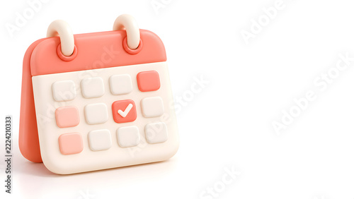 3D rendering of a modern minimalist desk calendar