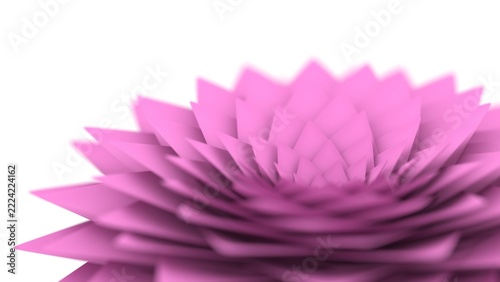 3D Abstract Geometric Flower Pink Magenta Side View White Background