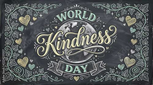 Chalkboard art lettering design for world kindness day