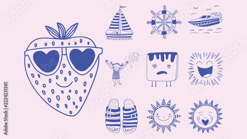 Playful Summertime Vector Illustration Set