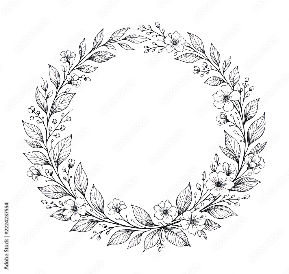 Obraz premium PNG Elegant floral wreath illustration.