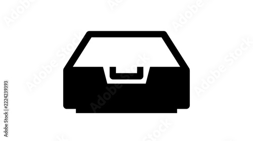 Modern black inbox icon symbol for email, new messages, mail, document organization, file storage, and digital communication.