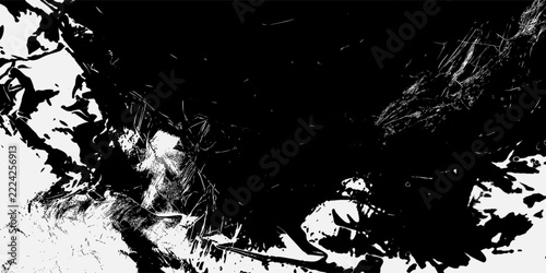 Abstract Black and White Grunge Scratch Ink Texture Background Vector Illustration
