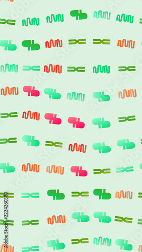 Seamless pattern of abstract chromosome-like shapes and equal signs