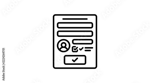 Isolated form document with fields and checkmarks