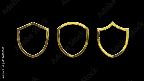 Shield shape symbol icon gold golden set