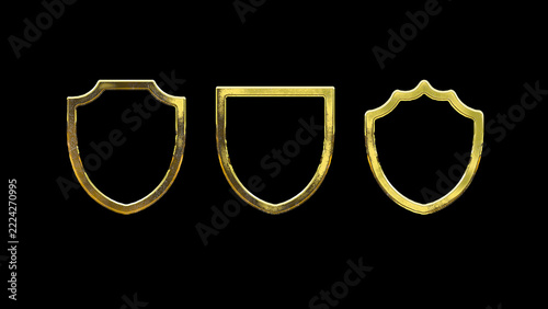 Shield shape symbol icon gold golden set