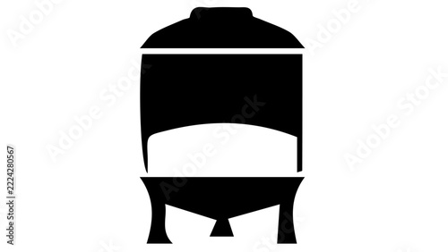 Black pot still distillery icon, whiskey and gin brewing equipment vector symbol, minimalist alcohol production graphic element for bar or brewery