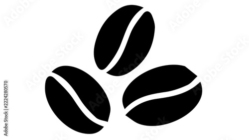 Minimal black coffee bean icons, flat vector set of coffee symbols, geometric graphic elements for cafe logo and beverage branding