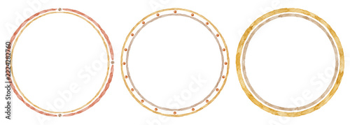 Watercolor Autumn Circular Frames in Terracotta Gold and Taupe