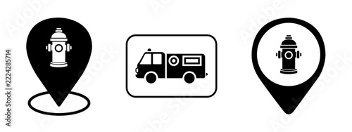 vector icon set for fire station locations