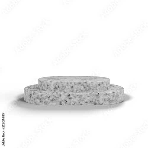 Three circular stone slabs of varying sizes stacked on a white background.