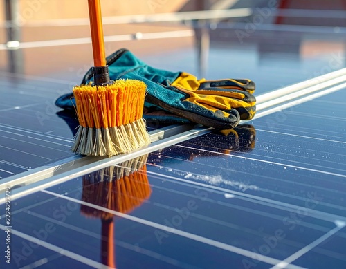 Solar Panel Maintenance Inspection Tools on Rooftop Service Area