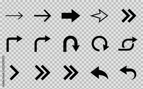 Modern set of flat arrow icons showing directions and navigation signs Vector