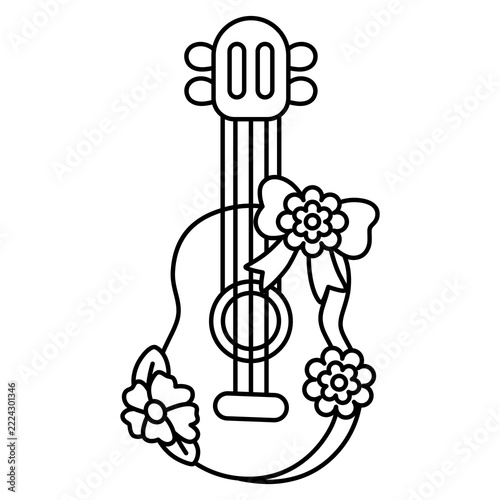 Guitar Ukulele Coloring Illustration