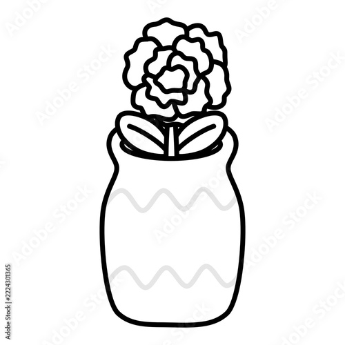 Marigolds vase Coloring Illustration