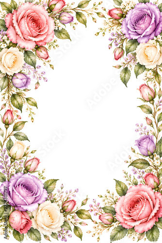 pink roses frame