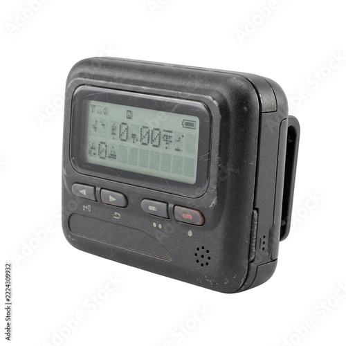 Vintage Black Electronic Pager with Monochrome LCD Display