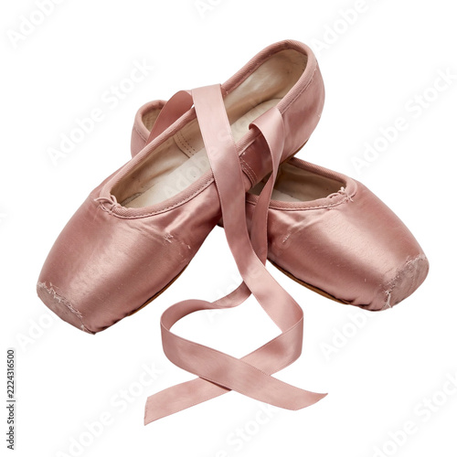 Pink Satin Ballet Pointe Shoes with Ribbons
