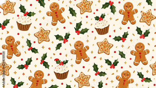Christmas Gingerbread Man and Cupcake Pattern