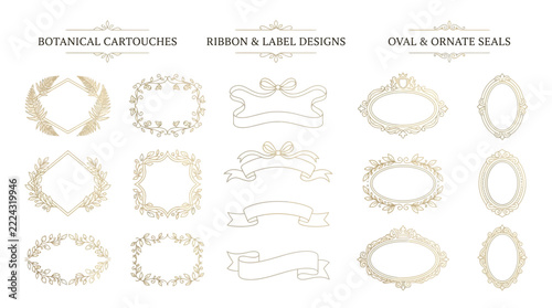 Decorative Frames, Ribbons and Seals - Elegant Vintage Design Elements